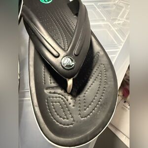 Crocs  Crocband Sandals Mens 12 Flip Casual Slip On Flip Flops Black.